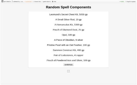 Random spell shop generator